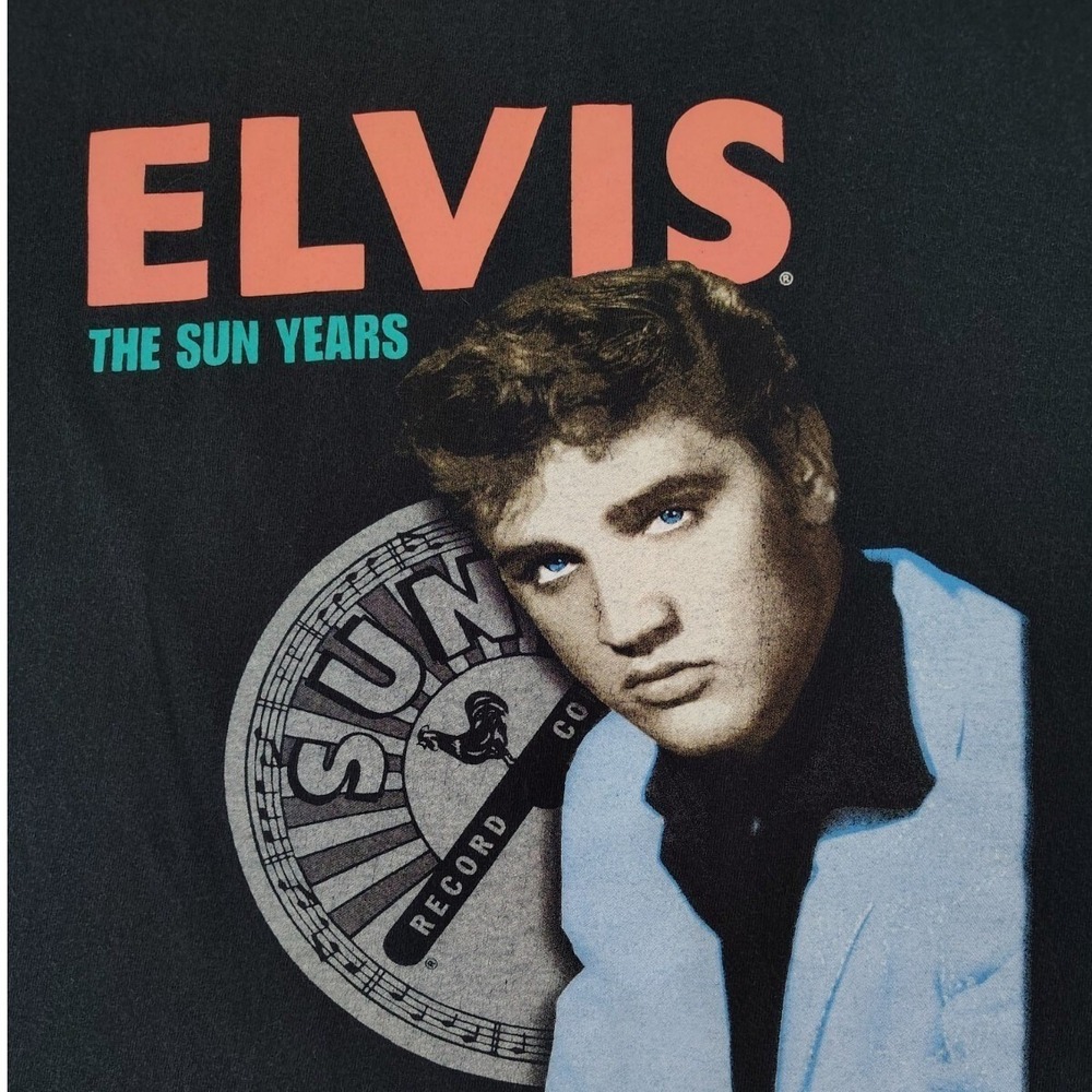 Gildan Elvis Presley Sun Studios T-Shirt‎ Size 2XL  Short Sleeve Black Graceland